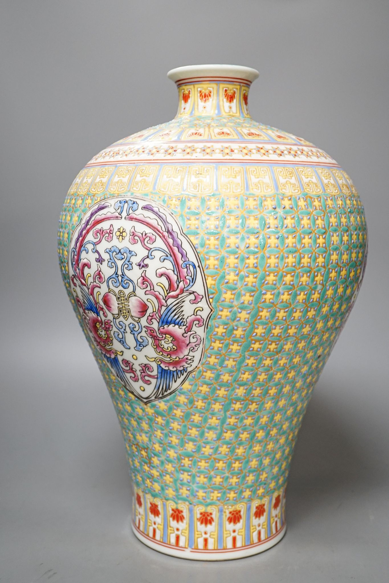 A Chinese enamelled porcelain meiping, 39cm